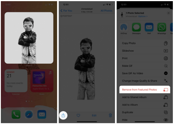 Changing the Featured Photo in iOS's Photos widget 