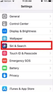 Siri & Search page