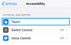 Touch from the Settings menu