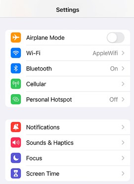 iPhone's settings