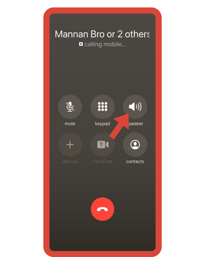 Speaker button on the call options screen