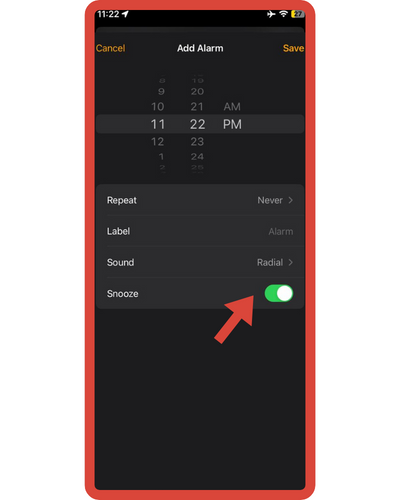 enable or disable the snooze feature